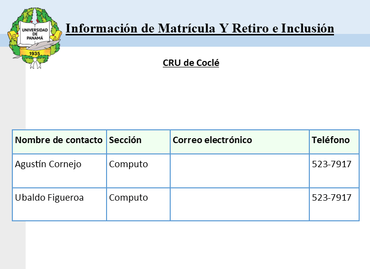 contactos de matrícula